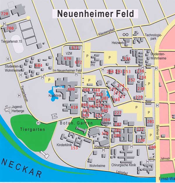 Lageplan Neuenheimer Feld